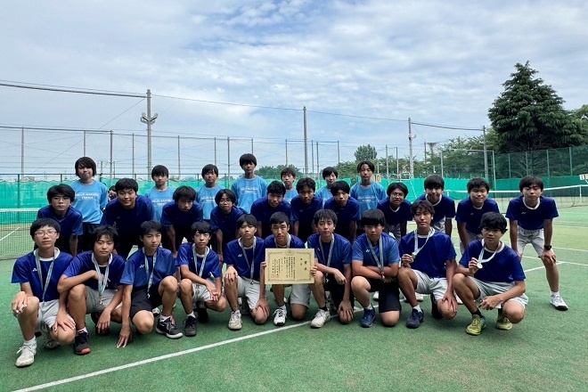 中学男子テニス部　世田谷区中学校夏季総合体育大会　団体戦準優勝　都大会出場決定