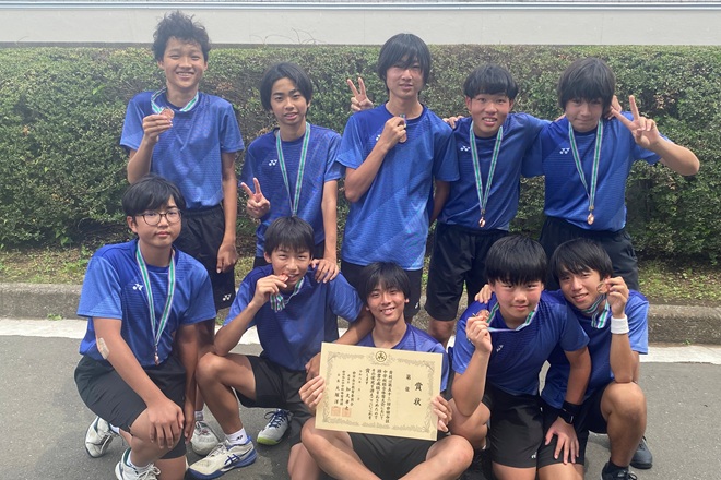 中学男子テニス部　世田谷区中学校夏季総合体育大会　団体戦第3位　都大会出場決定