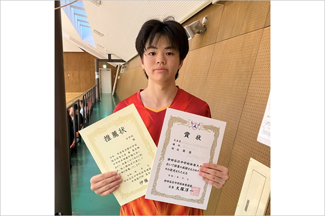 中学卓球部　大原条太郎君　世田谷区中学校夏季卓球大会 　男子シングルス　６位入賞　都大会出場！