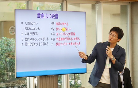 斉田さんより地震と複合災害についてのお話がありました