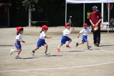 初めての運動会の年少さん