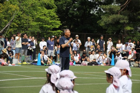 「最後まで頑張りましょう！」と園長先生から子どもたちへエール